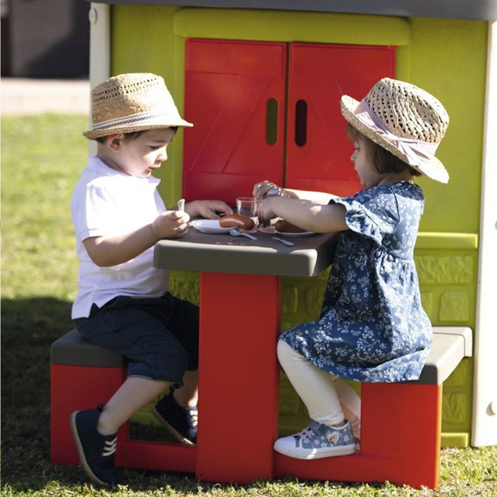 Smoby masa de picnic cu doua banci pentru casuta Jura Lodge 2 ani+ S7600810902.04