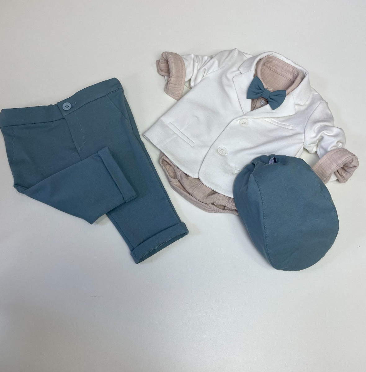 Soffi Baby compleu baieti botez LUDVIG 56-74 Cream-Petrol Imagine principală a produsului