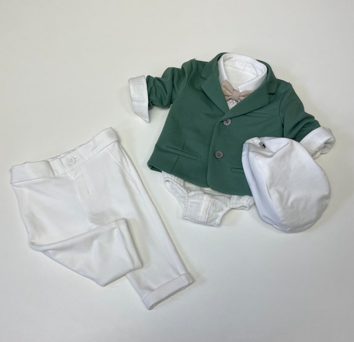 Soffi Baby compleu baieti botez LUDVIG 56-74 Eucaliptus-Cream