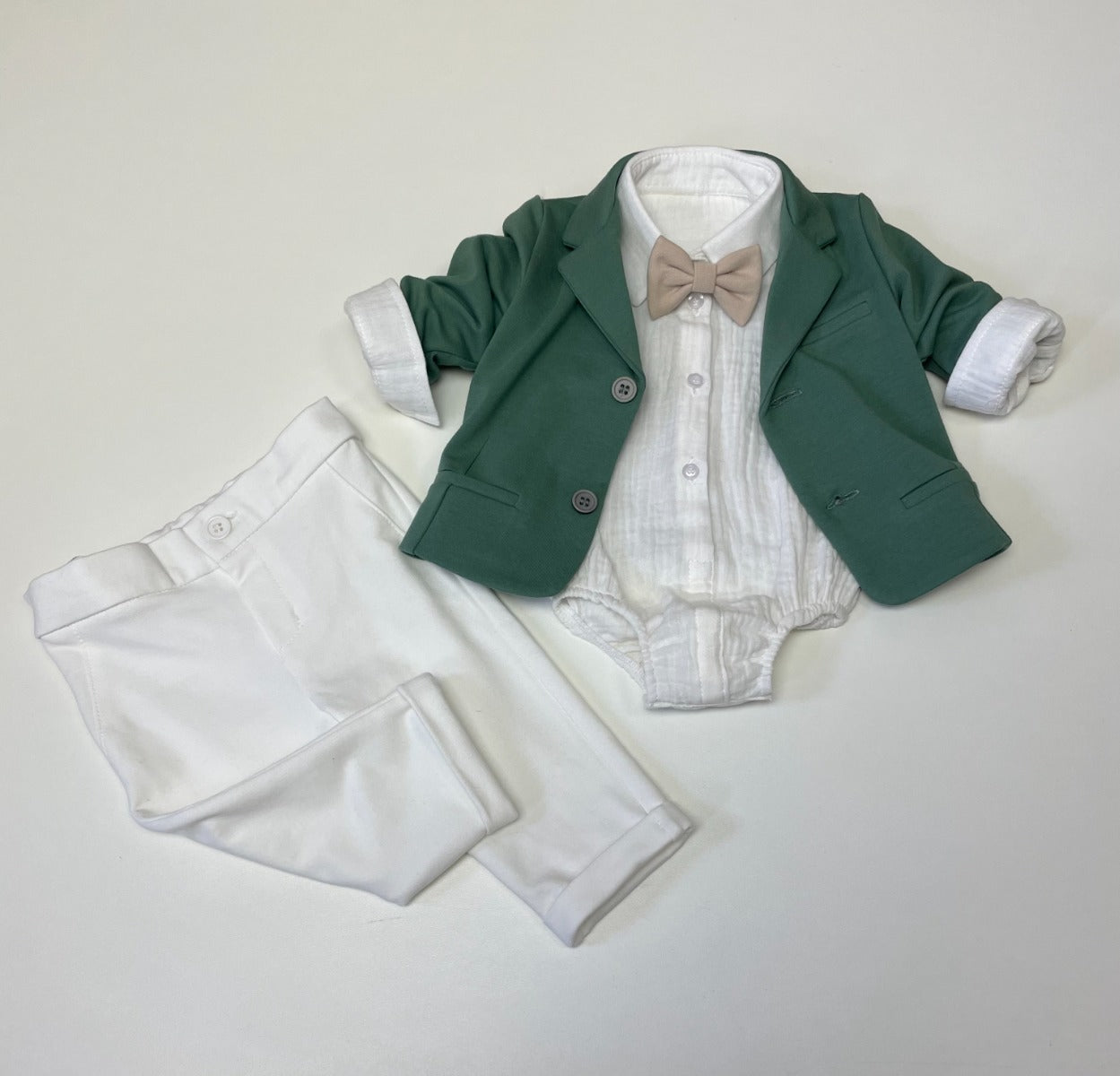 Soffi Baby compleu baieti botez LUDVIG 56-74 Eucaliptus-Cream Imagine secundară a produsului