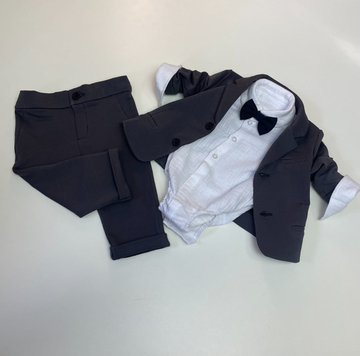 Soffi Baby compleu baieti botez LUDVIG 56-74 Gri Imagine secundară a produsului