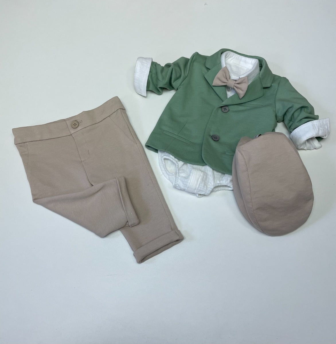 Soffi Baby compleu baieti botez LUDVIG 56-74 Petrol-Bej Imagine principală a produsului