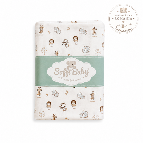 Soffi Baby patura bebelusi material dublu din bumbac 80x100 cm Animale salbatice maro Imagine principală a produsului