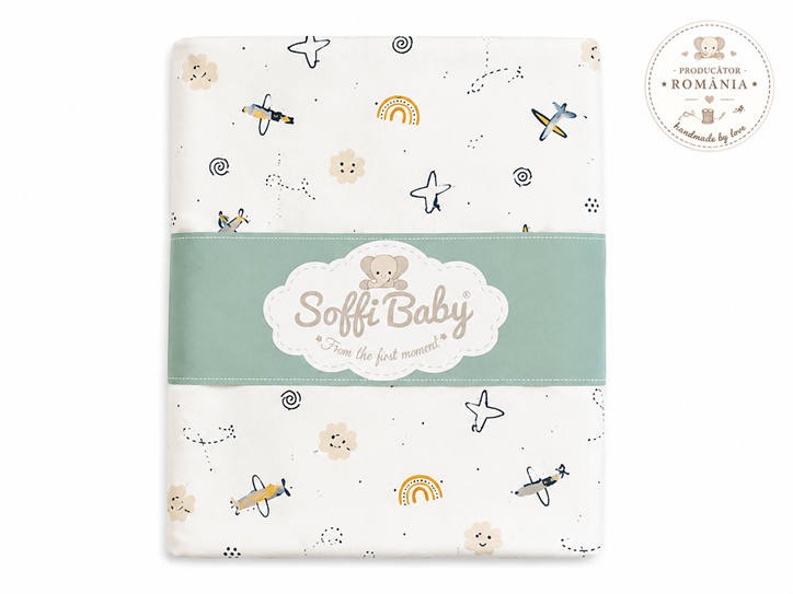 Soffi Baby patura bebelusi material dublu din bumbac 80x100 cm Avioane Imagine principală a produsului