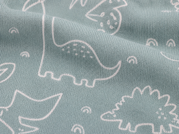 Soffi Baby patura bebelusi material dublu din bumbac 80x100 cm Petrol cu dino