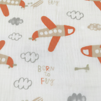 Soffi Baby patura bebelusi material dublu din muselina 70x90 cm Cream cu avioane