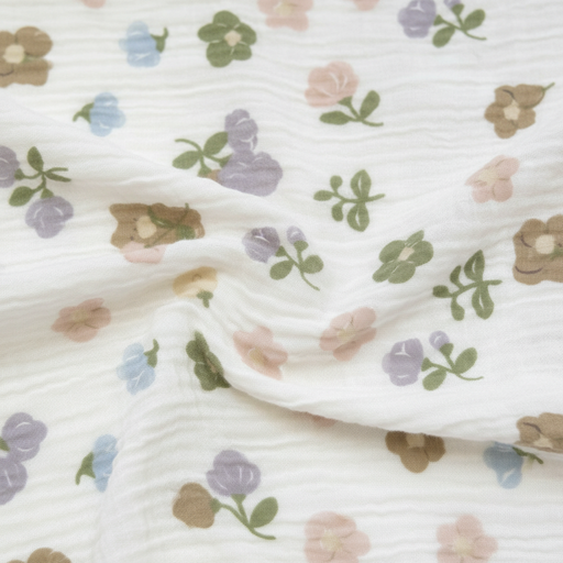 Soffi Baby patura bebelusi material dublu din muselina 70x90 cm Flori Mov Imagine secundară a produsului