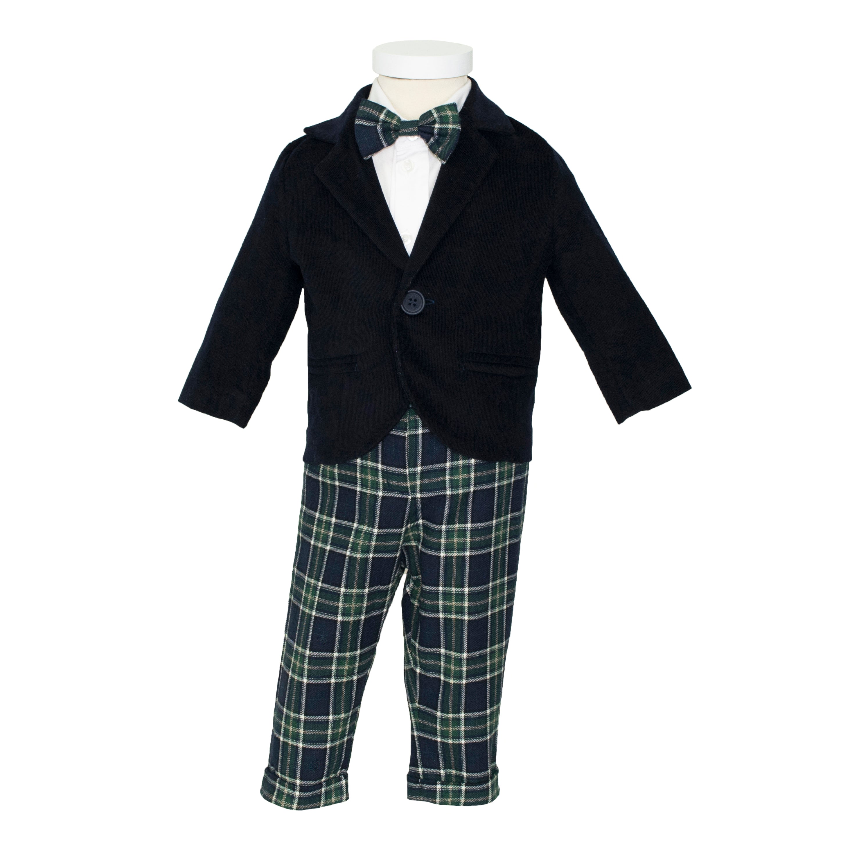 Soffi Baby compleu botez baieti Adam bumbac si catifea, Alege marimeaa 56-80, Bleu-Verde Imagine secundară a produsului