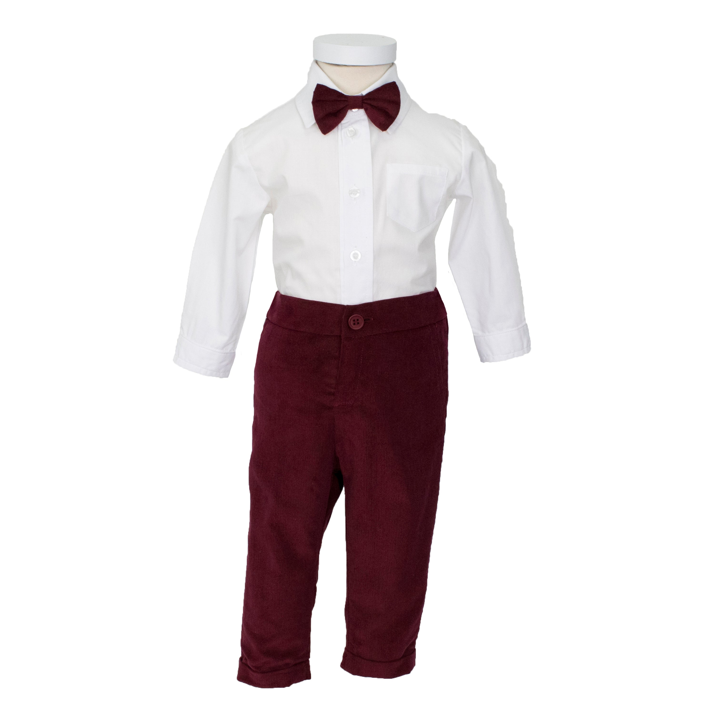 Soffi Baby compleu botez baieti Cezar din catifea raiata, Alege marimeaa 56-80, Bej-Visiniu Imagine secundară a produsului