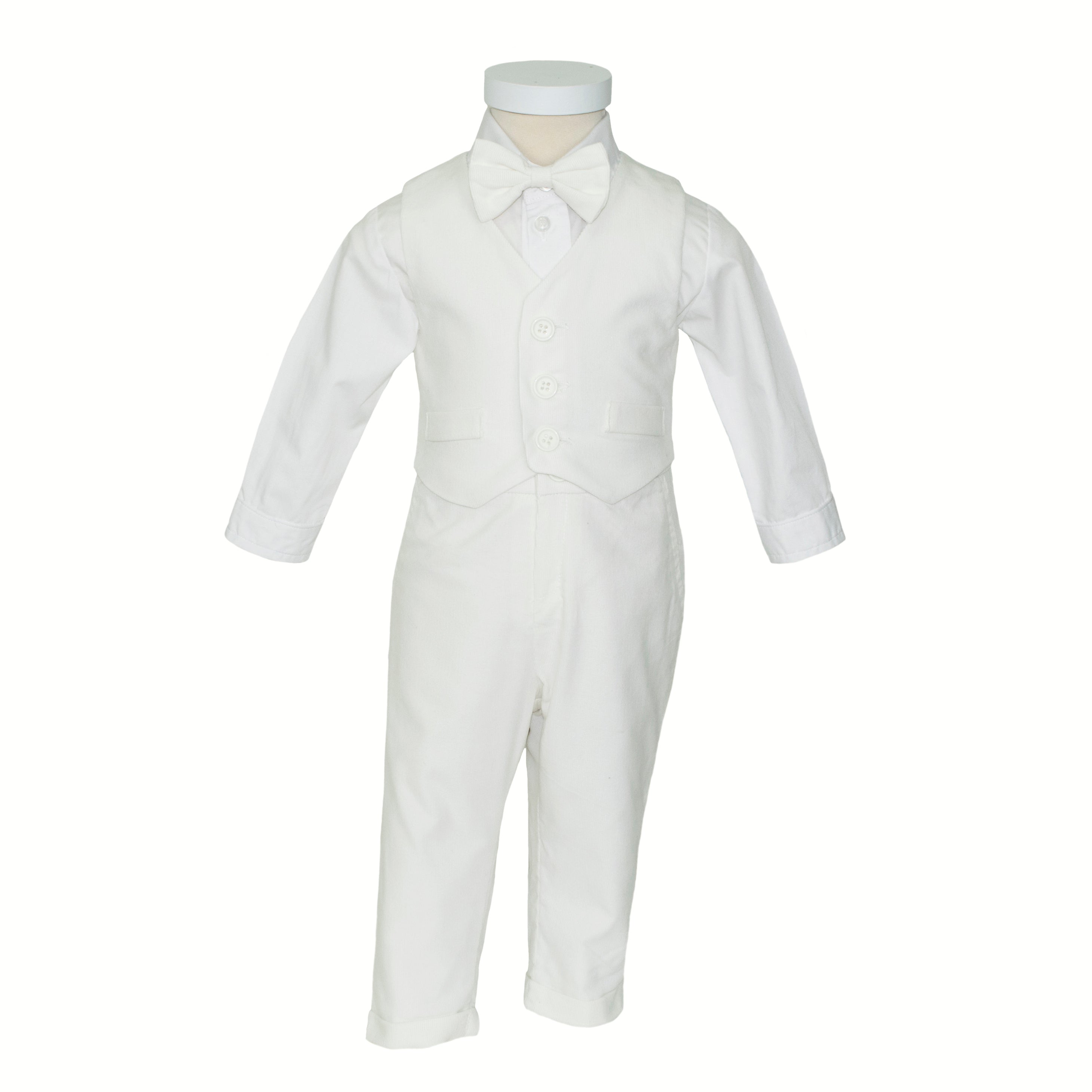 Soffi Baby compleu botez baieti Kevin din catifea raiata, Alege marimeaa 62-80, Alb Imagine secundară a produsului