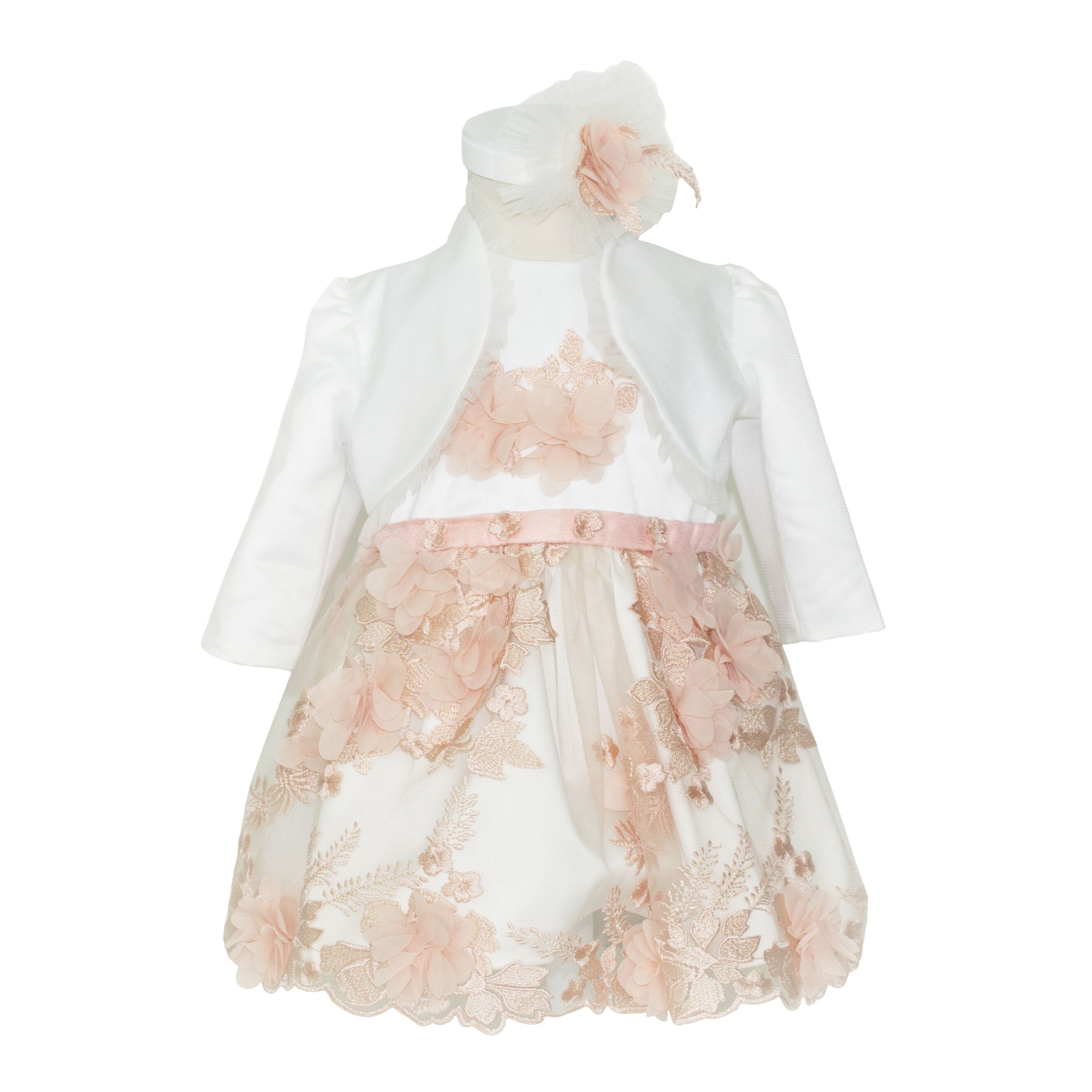 Soffi Baby compleu fete Jazmin cu rochie si bolero, Alege marimeaa 62-80, Coral Imagine principală a produsului