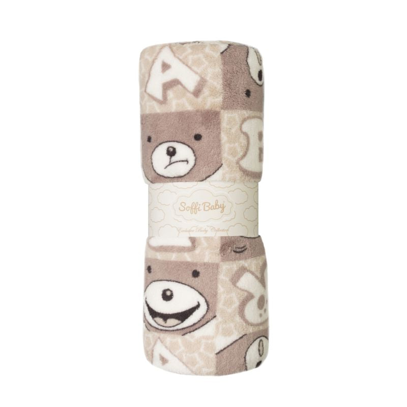 Soffi Baby patura bebelusi plusat 75x100 cm, Maro Ursulet 01