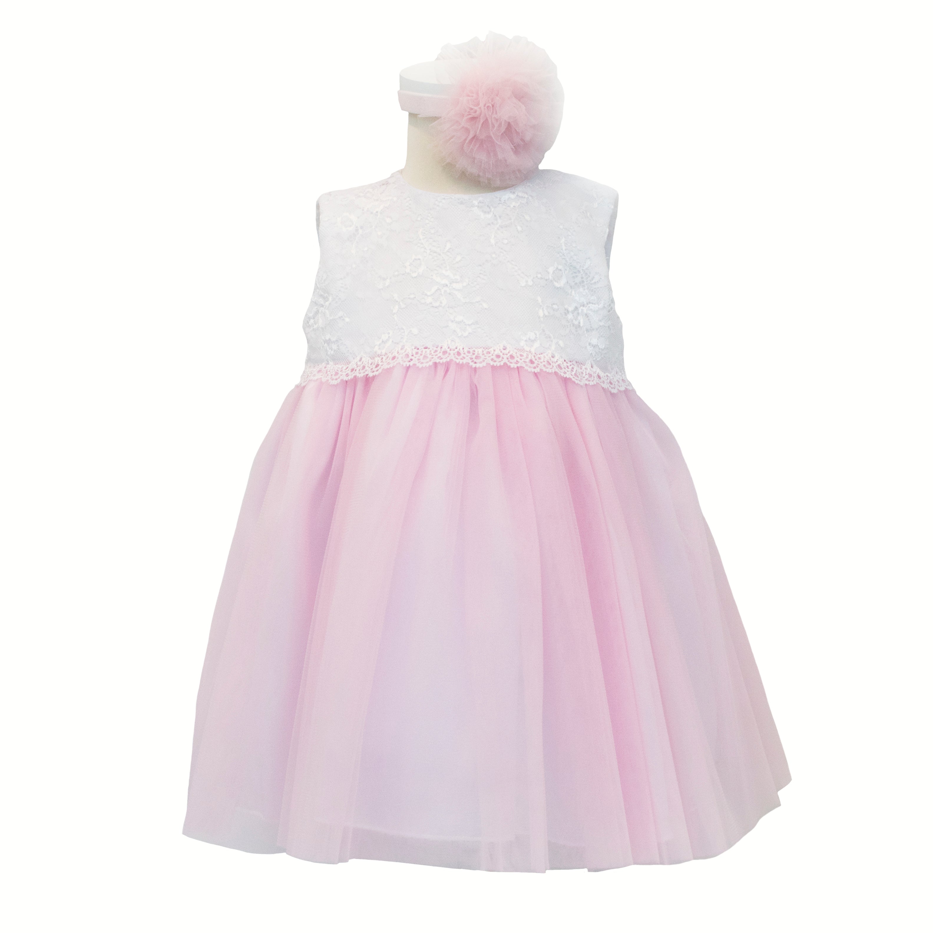 Soffi Baby rochie fete Ivett, Alb/Roz 01