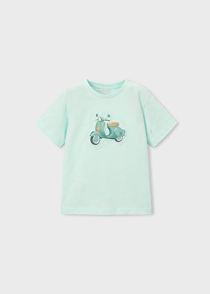 Mayoral tricou baieti cu imprimeu in relief 5-10 ani Menta cu vespa