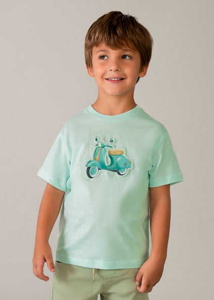 Mayoral tricou baieti cu imprimeu in relief 5-10 ani Menta cu vespa