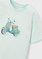 Mayoral tricou baieti cu imprimeu in relief 5-10 ani Menta cu vespa