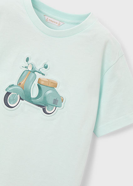 Mayoral tricou baieti cu imprimeu in relief 5-10 ani Menta cu vespa