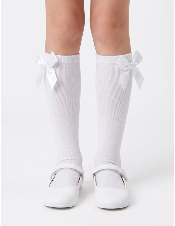 Milusie sosete fete 3/4 cu fundita 2-12 ani White