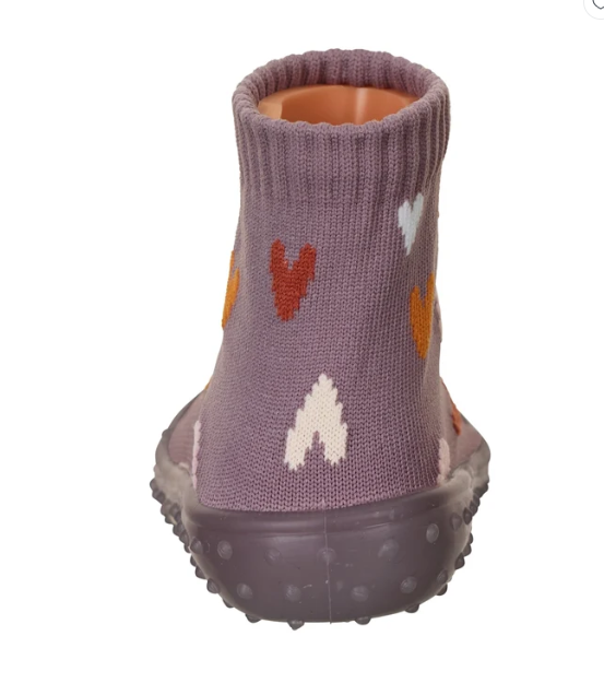 Sterntaler sosete cu talpa cauciuc antiderapant Adventure Socks 19-26 Pastel Purple cu inimioare