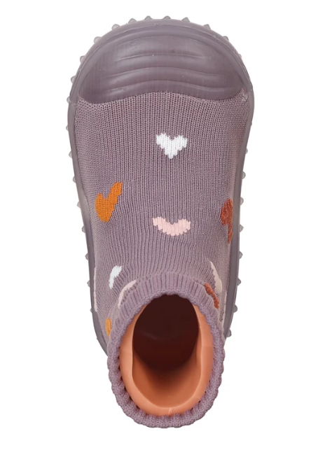 Sterntaler sosete cu talpa cauciuc antiderapant Adventure Socks 19-26 Pastel Purple cu inimioare