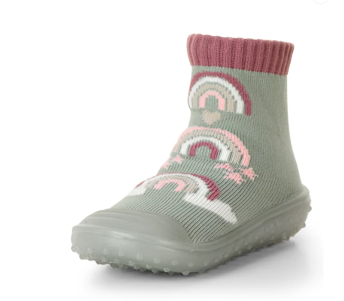 Sterntaler sosete cu talpa cauciuc antiderapant Adventure Socks 19-26 Stone Green cu curcubeu