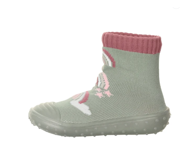 Sterntaler sosete cu talpa cauciuc antiderapant Adventure Socks 19-26 Stone Green cu curcubeu Imagine secundară a produsului