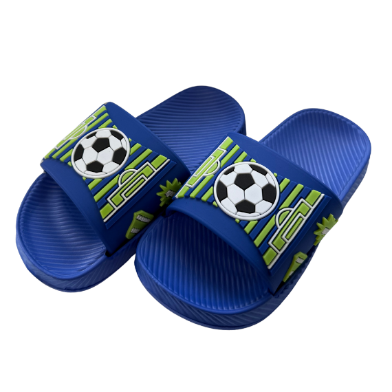 Super Cool papuci baieti 24-35 Royal Blue cu fotbal