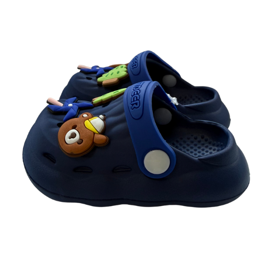 Super Cool papuci baieti tip saboti 18-23, Dark Blue cu ursulet