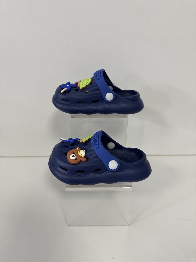 Super Cool papuci baieti tip saboti 18-23, Dark Blue cu ursulet Imagine principală a produsului