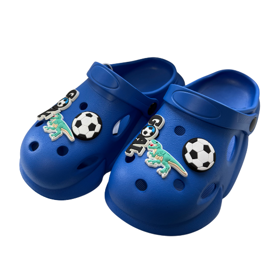 Super Cool papuci baieti tip saboti 30-35 Light Blue cu dino si minge Imagine principală a produsului