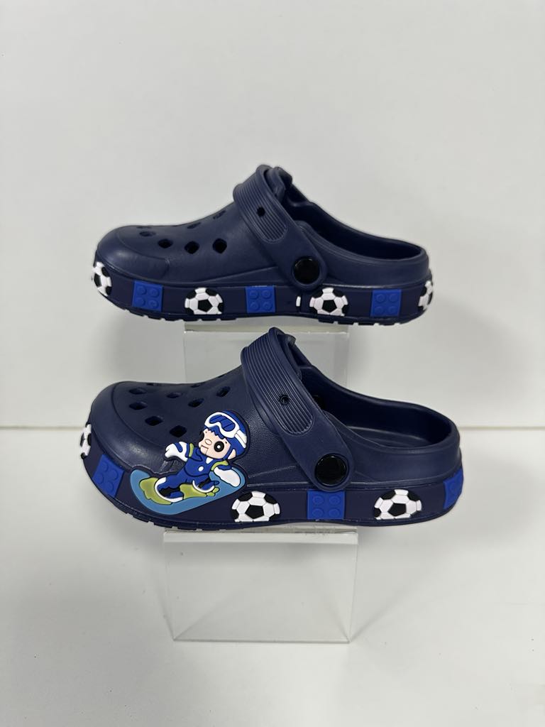Super Cool papuci baieti tip saboti 30-35, Navy cu baiat si minge Imagine principală a produsului