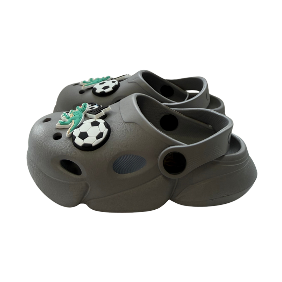 Super Cool papuci baieti tip saboti 24-35 Light Grey cu dino si minge