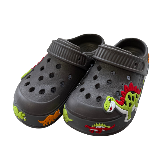 Super Cool papuci baieti tip saboti 30-35 Dark Grey cu dino Imagine principală a produsului