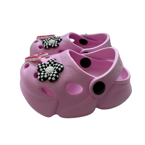 Super Cool papuci fete tip saboti 20-25 Pink cu fluturas si floare