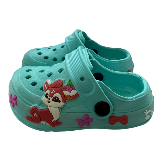 Super Cool papuci fete tip saboti 24-35 Aqua cu vulpita