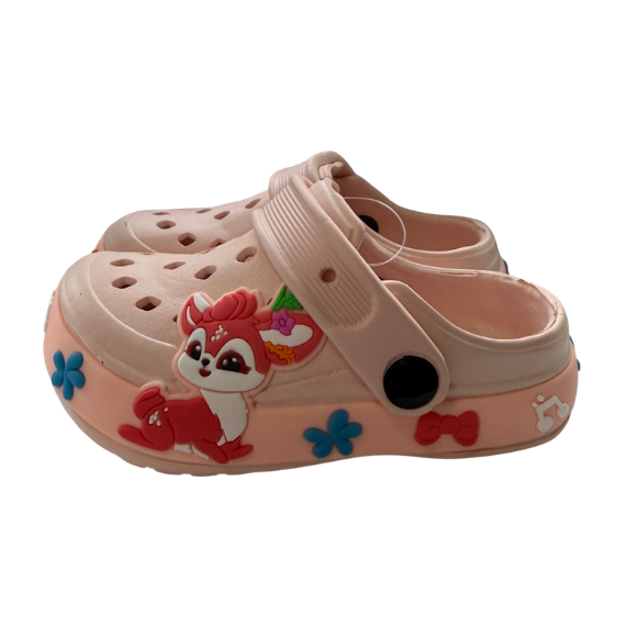 Super Cool papuci fete tip saboti 24-35 Gold Pink cu vulpita