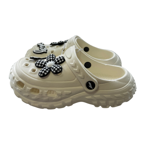 Super Cool papuci fete tip saboti 30-35, Milky White Love
