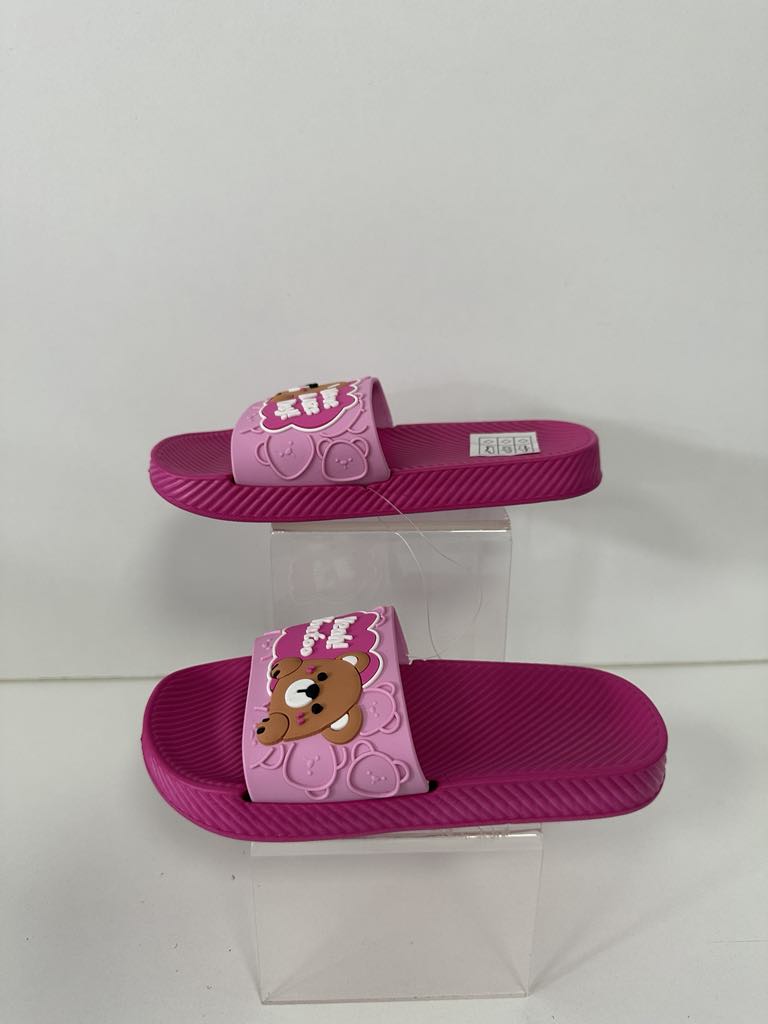 Super Cool papuci fetite 24-35, Meat Meal&Bright Pink cu ursulet