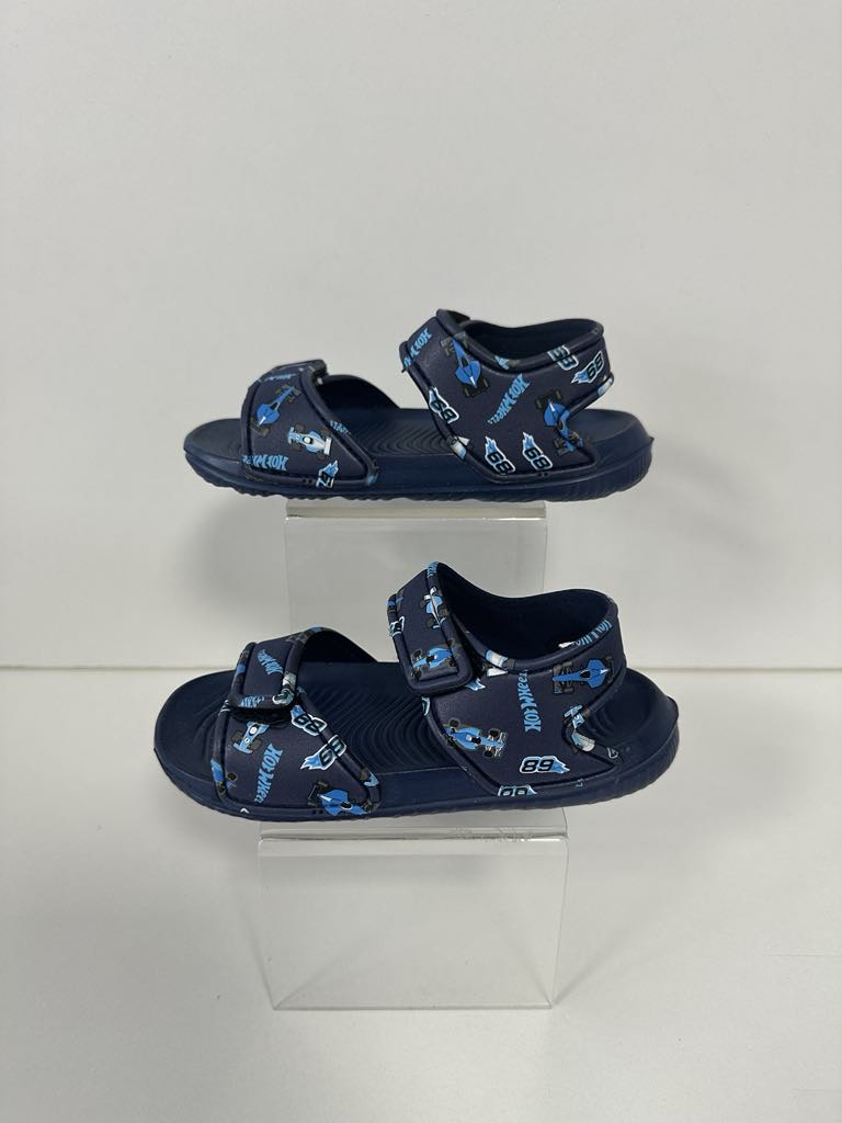 Super Cool sandale baieti din cauciuc 22-27, Navy cu masini de curse