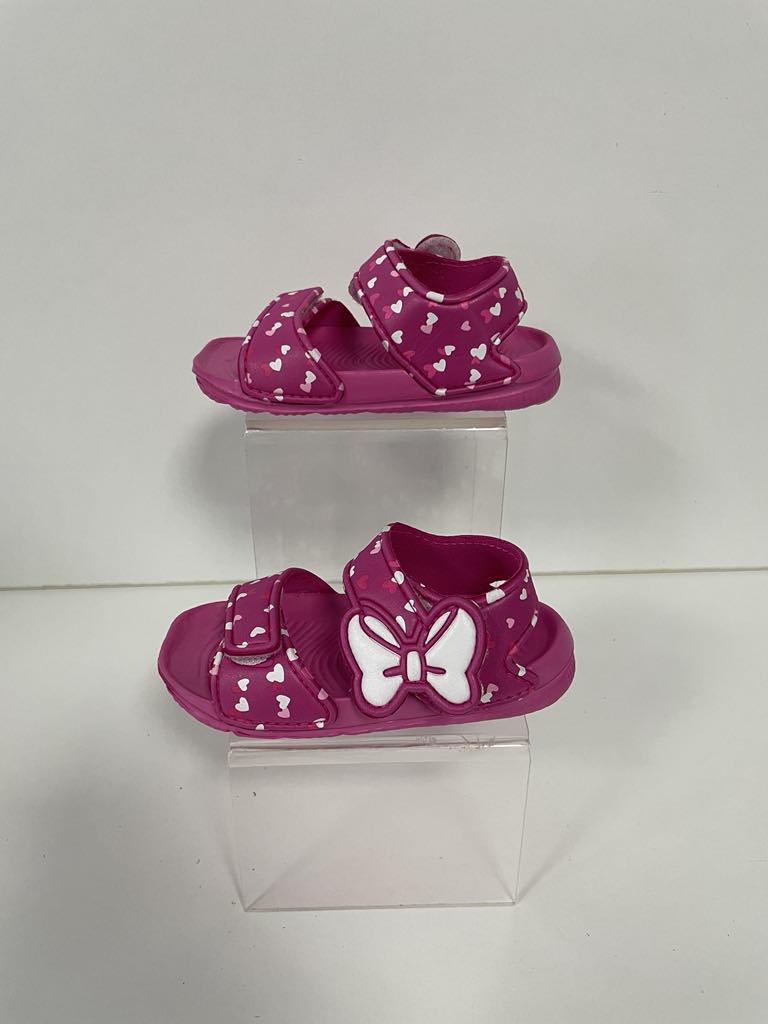 Super Cool sandale fete din cauciuc 18-23 Fuchsia cu fundita si inimioare