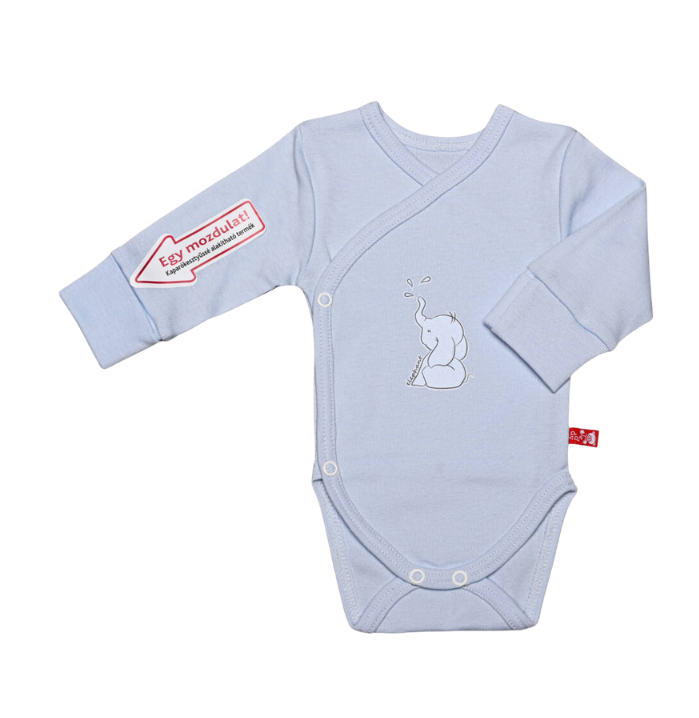 Teddy body cu maneca lunga nou nascuti, Elefant albastru