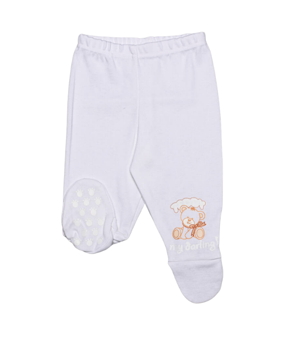 Teddy pantalon lung cu botosei nou nascuti, Ursulet cream