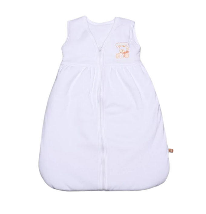 Teddy sac de dormit captusit fara maneci 0m+ Alb cu ursulet Imagine principală a produsului