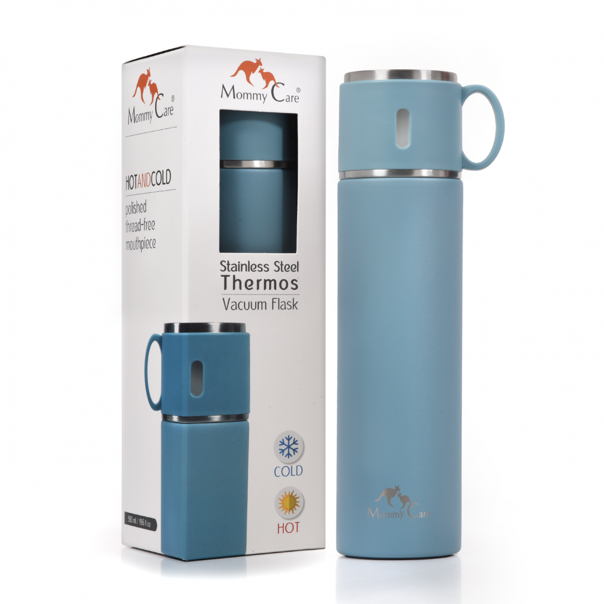 Mommy Care Termos din otel inoxidabil 580 ml Blue Imagine principală a produsului