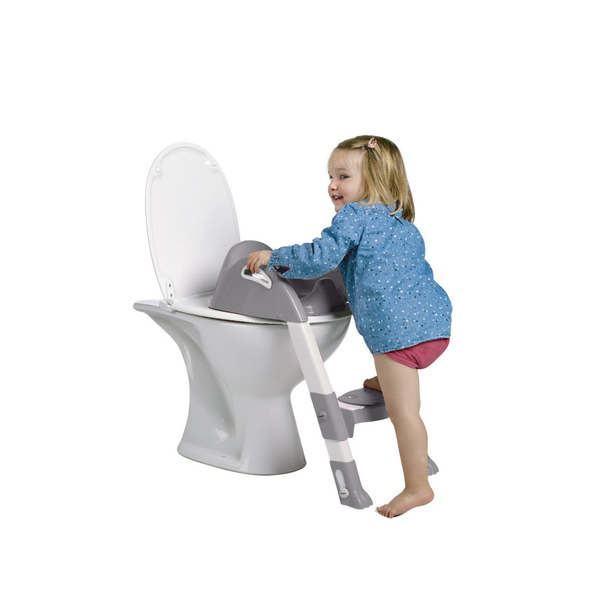 Thermobaby Kiddyloo reductor toaleta cu scara 18m+ Agate-White-Grey