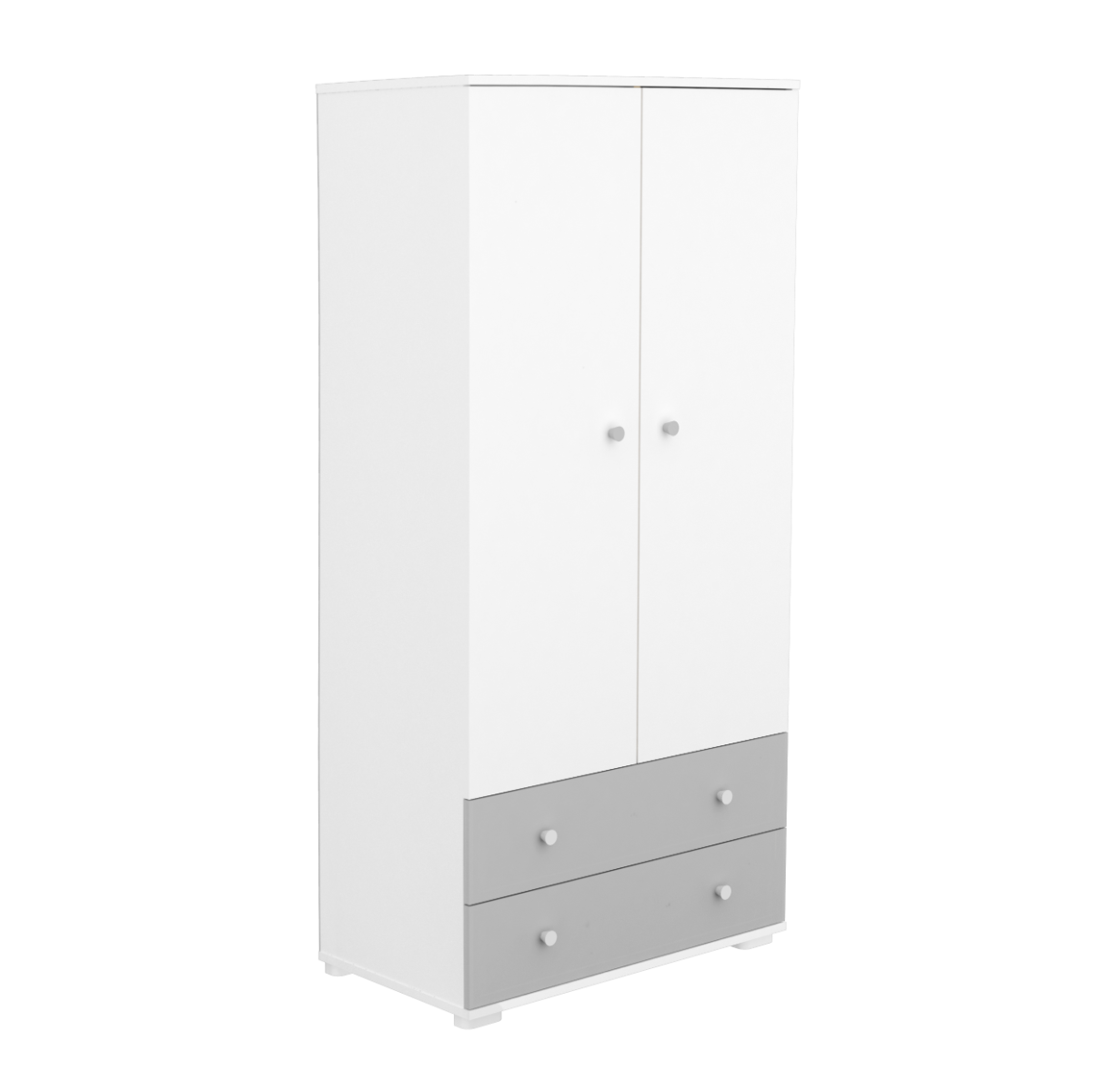 Timba dulap cu doua usi si sertare Erik Alb-Argintiu Imagine principală a produsului