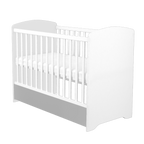 Timba patut din lemn 120x60 cm Erik cu sertar, Alb cu argintiu