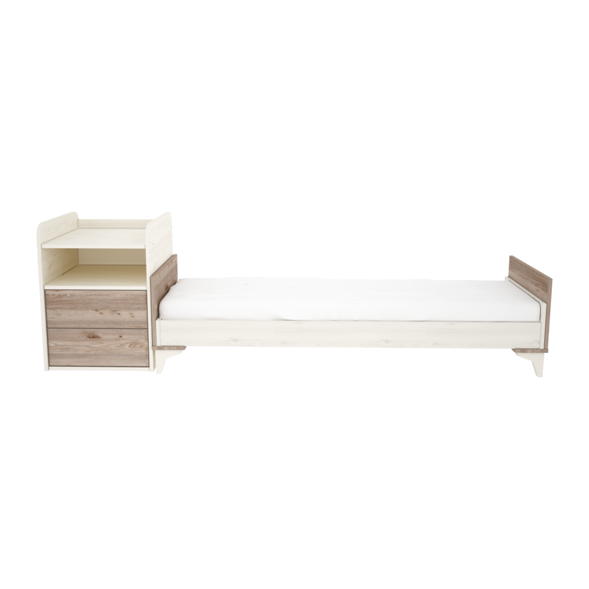 Timba patut din lemn cu sertar Combi Kloe 98x179 cm Cream-Salcie