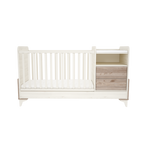 Timba patut din lemn transformabil cu sertar Combi Kloe 98x179 cm Cream-Salcie