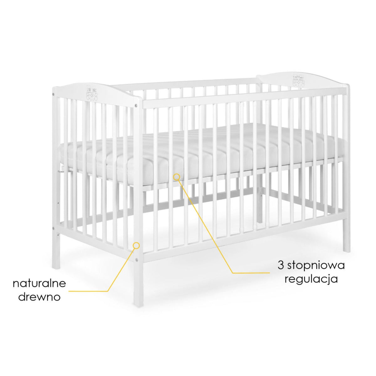 Tomi patut copii din lemn 120x60 cm Alb cu ursuleti